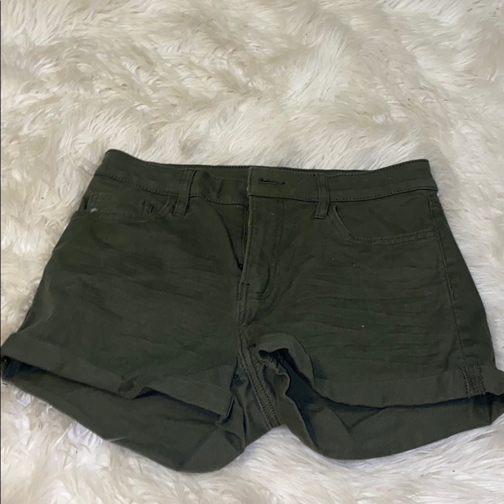 Olive green jean shorts